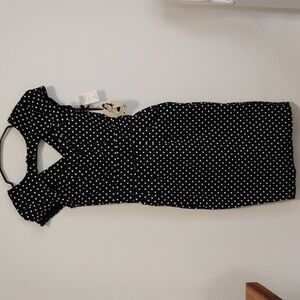 Hell Bunny Vixen | Retro Black + White Polka Dot Bodycon Dress | Juniors S | NWT
